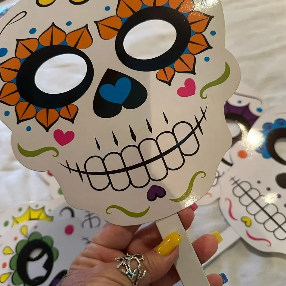 Party Photo Booth Decor Sugar Skull Set Lanterns Colorful